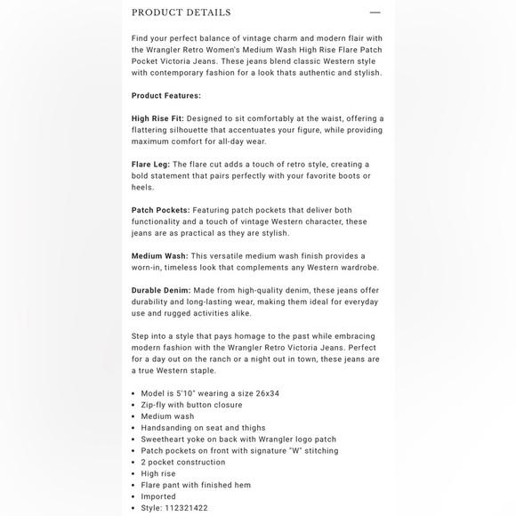 WRANGLER RETRO WOMEN'S HIGH RISE FLARE PATCH POCKET VICTORIA STRETCH JEANS - Picture 8 of 11